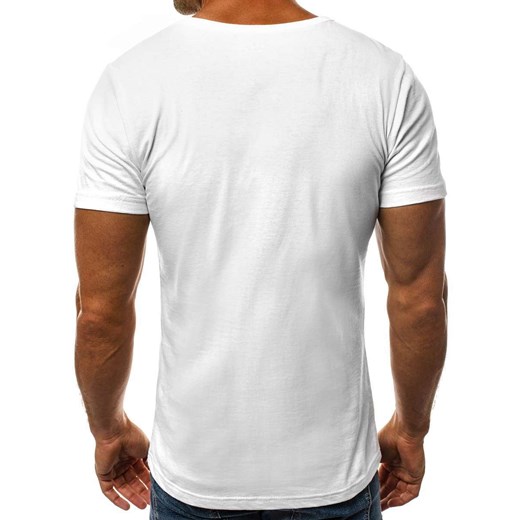 Biały t-shirt męski Ozonee.pl z krótkim rękawem 