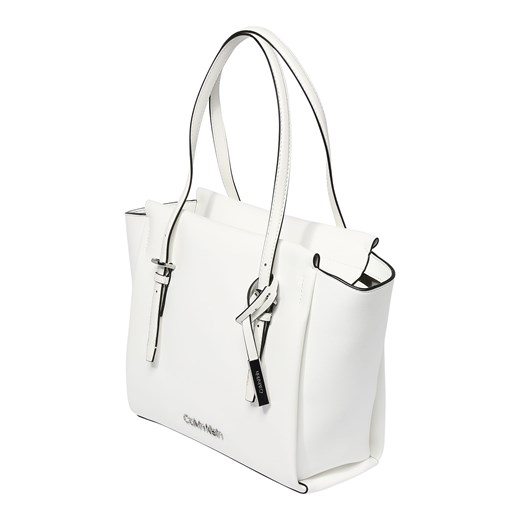 Shopper bag Calvin Klein biała ze skóry duża 