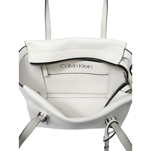Shopper bag Calvin Klein matowa ze skóry biała duża 