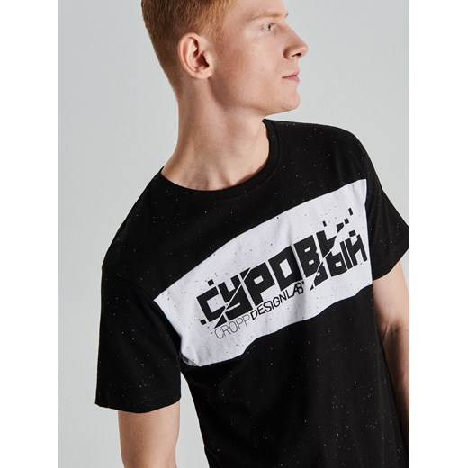 Cropp - Koszulka z napisem - Czarny Cropp  XL 