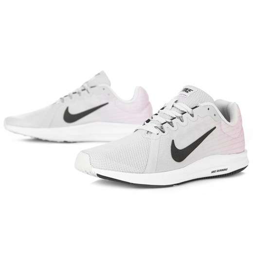 Buty sportowe damskie Nike do biegania downshifter białe wiązane na płaskiej podeszwie 
