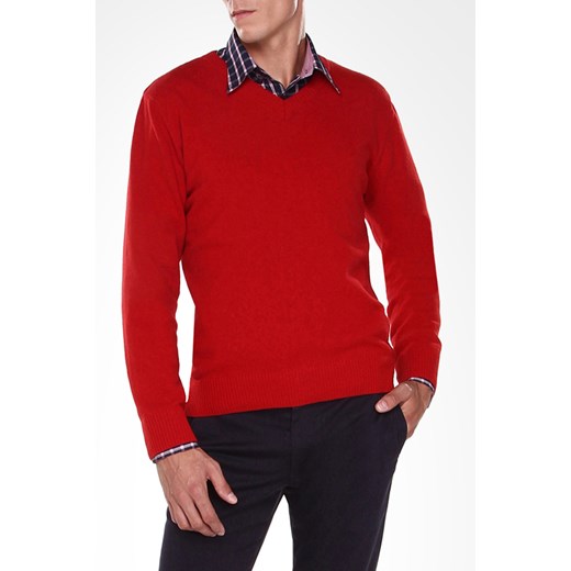 Sweter Louis/VM czerwony recman czerwony dopasowane