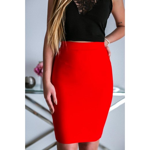 Spódnica mini z poliamidu elegancka czerwona bez wzorów 