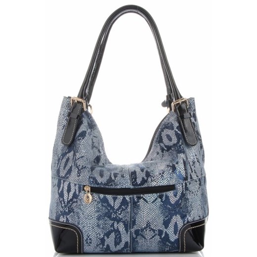 Shopper bag Velina Fabbiano z nadrukiem niebieska 