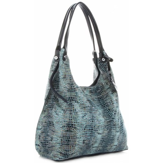 Velina Fabbiano Designerskie Włoskie Torebki Skórzane Shopper XL w modne wzory Błękitne (kolory) Velina Fabbiano PaniTorbalska
