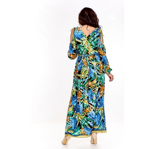 Wielokolorowa sukienka Martex z długimi rękawami na spacer maxi 