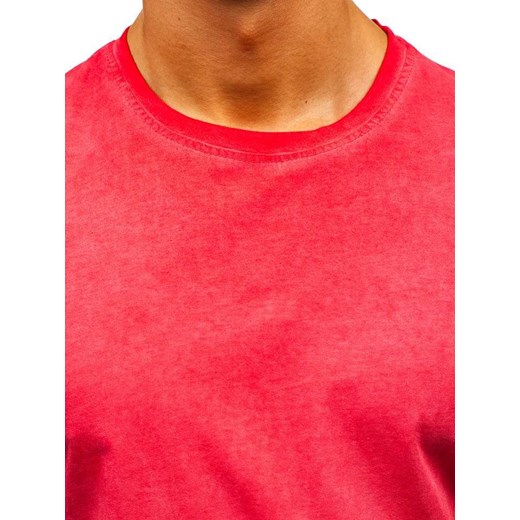 T-shirt męski bez nadruku czerwony Denley 100728 Denley  M wyprzedaż  