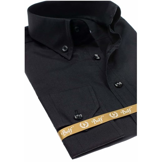 Koszula męska elegancka z długim rękawem czarna Bolf 5821