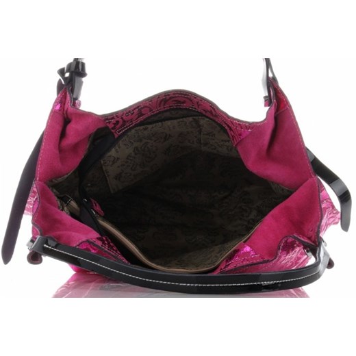 Shopper bag Velina Fabbiano różowa lakierowana bez dodatków na ramię młodzieżowa 