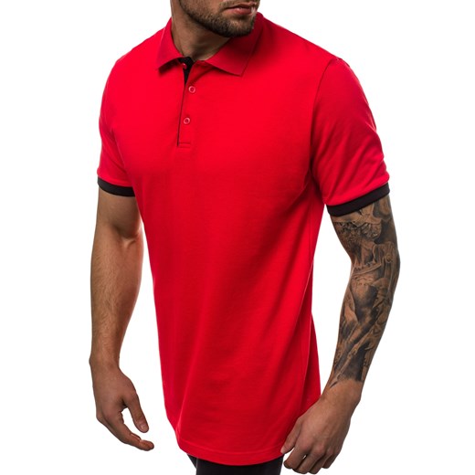 T-shirt męski czerwony Ozonee z krótkim rękawem 