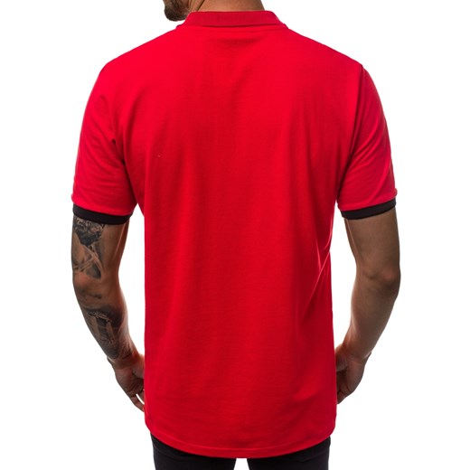 T-shirt męski czerwony Ozonee z krótkim rękawem na jesień 