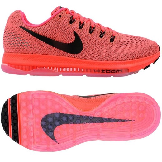Buty sportowe damskie Nike do biegania zoom różowe bez wzorów płaskie 
