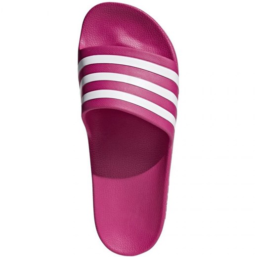 Klapki damskie Adidas różowe letnie na płaskiej podeszwie bez zapięcia bez wzorów 
