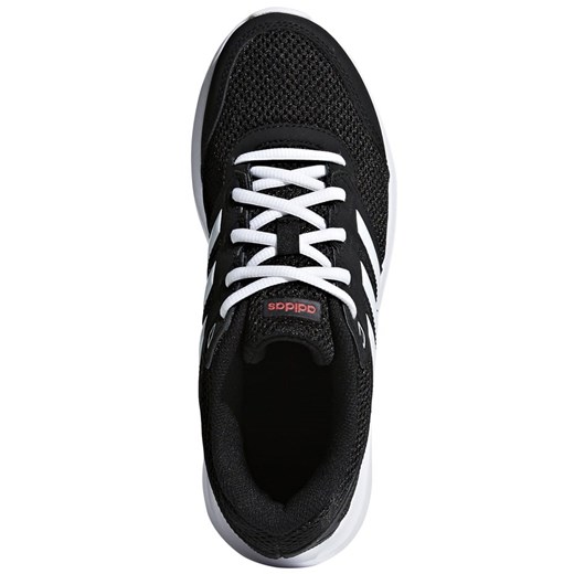 Czarne buty sportowe damskie Adidas dla biegaczy płaskie sznurowane bez wzorów na wiosnę 