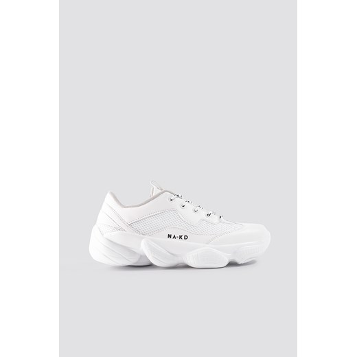 NA-KD Shoes sneakersy damskie białe bez wzorów sznurowane na platformie 