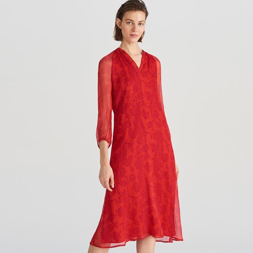 Reserved - Sukienka midi z jedwabiu - Czerwony Reserved  M 