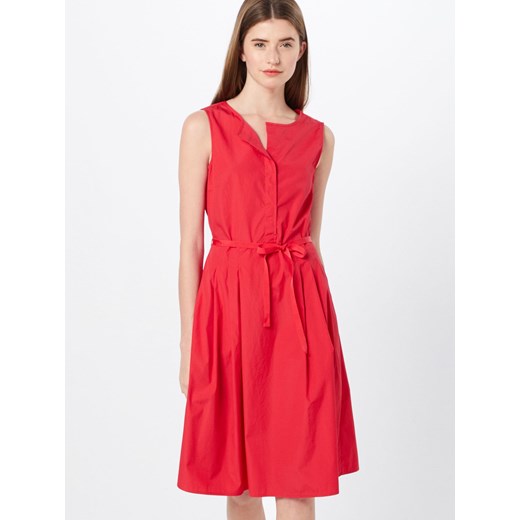 Czerwona sukienka Marc O'Polo bez rękawów midi na sylwestra z okrągłym dekoltem bez wzorów bawełniana 