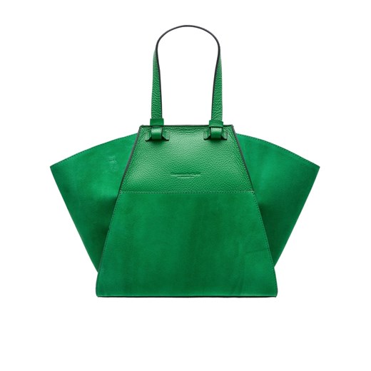 Shopper bag zielona Glamorous By Glam bez dodatków matowa skórzana 