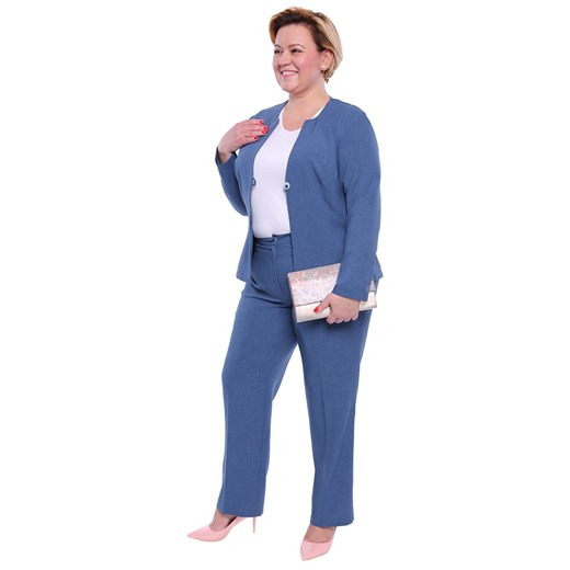 Lniane spodnie w kant w niebieskim kolorze