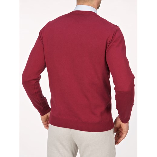 Sweter męski Lanieri casual czerwony bez wzorów 