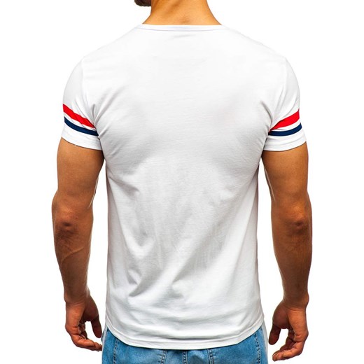 T-shirt męski z nadrukiem biały Denley KY59 Denley  XL okazyjna cena  