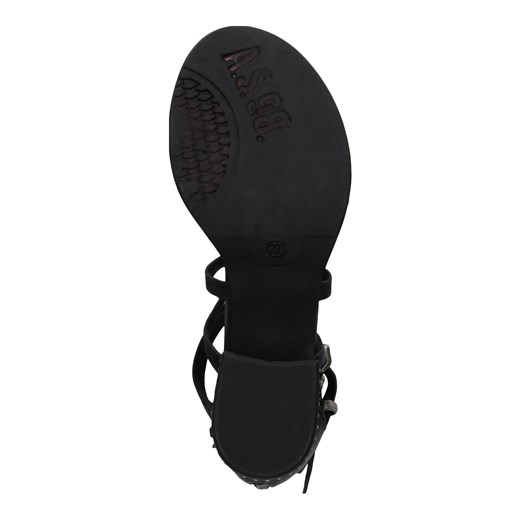 Czarne sandały damskie A.S.98 z klamrą płaskie casual gładkie 