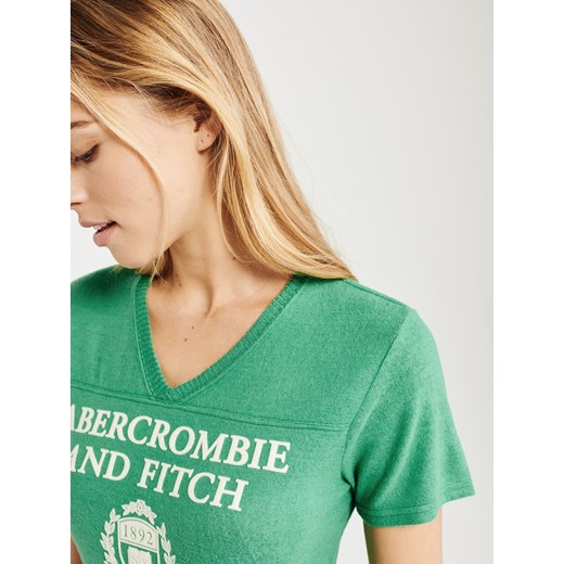 Bluzka damska Abercrombie & Fitch z napisami z krótkim rękawem 