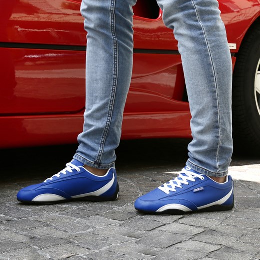 Buty sportowe męskie niebieskie Sparco skórzane 