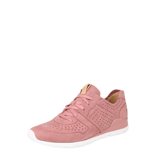 Buty sportowe damskie różowe Ugg sneakersy młodzieżowe ze skóry sznurowane bez wzorów na płaskiej podeszwie 