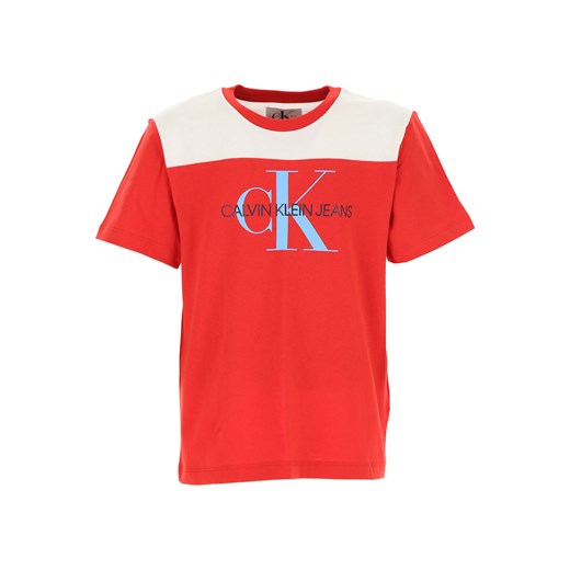 Czerwony t-shirt chłopięce Calvin Klein bawełniany z krótkim rękawem 
