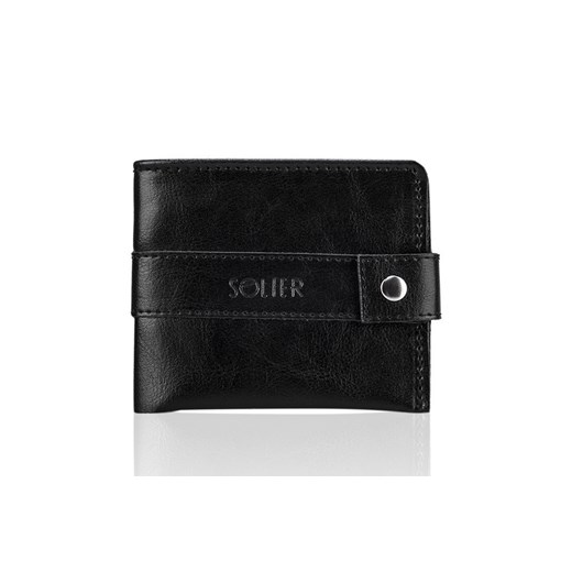 Elegancki czarny skórzany męski portfel SOLIER SW05