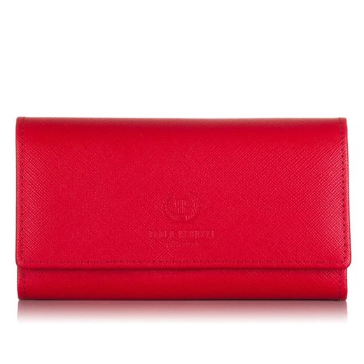 Skórzany damski portfel paolo peruzzi saffiano s-02 czerwony