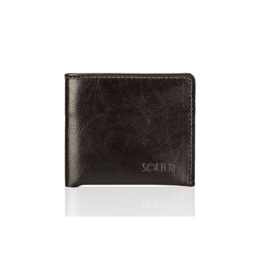 Elegancki brązowy skórzany męski portfel SOLIER SW05B