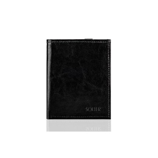 Czarne skórzane portfel etui na paszport SOLIER SW07