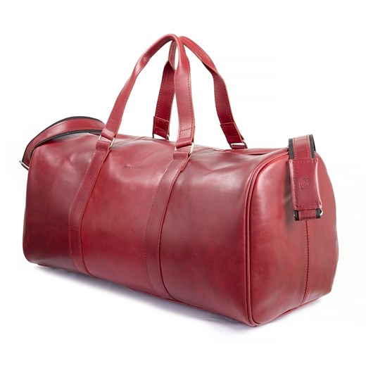 Skórzana torba podróżna na ramię brodrene r20 czerwona smooth leather