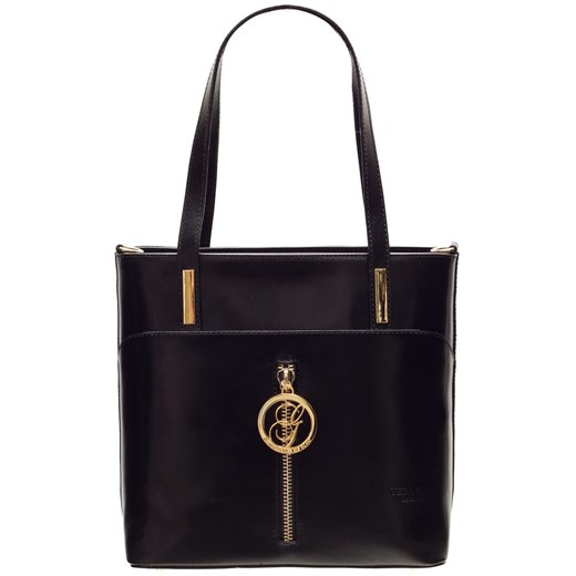 Shopper bag Glamorous By Glam skórzana średnia z breloczkiem 