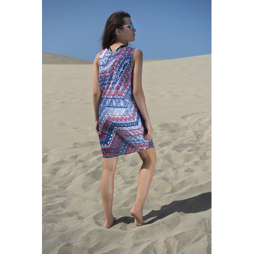 Sukienka Nessi Sportswear prosta bez rękawów w abstrakcyjne wzory 