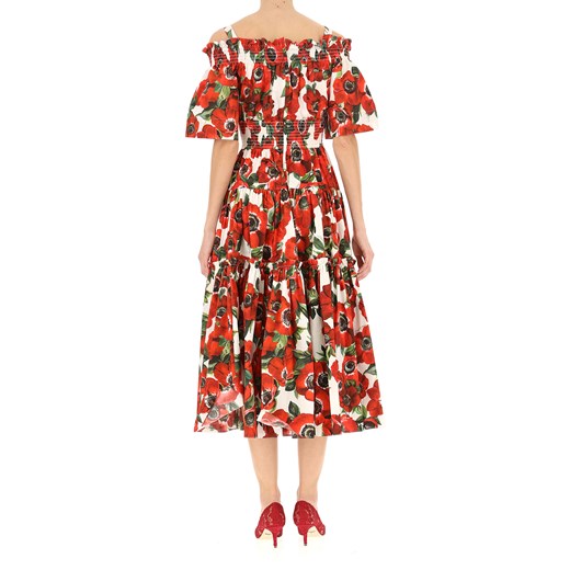 Dolce & Gabbana sukienka w kwiaty na bal casual z odkrytymi ramionami na sylwestra 