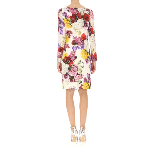 Sukienka Dolce & Gabbana prosta na sylwestra z długimi rękawami midi 