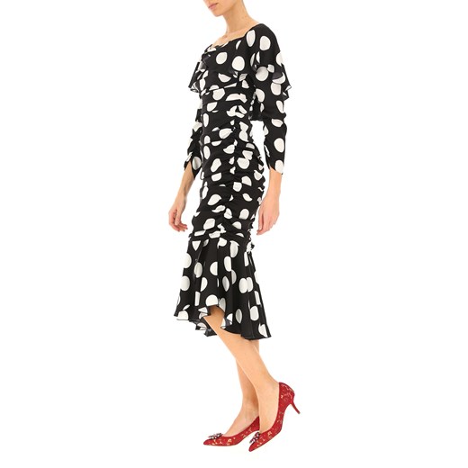 Sukienka Dolce & Gabbana wielokolorowa casual midi asymetryczna na sylwestra w groszki 
