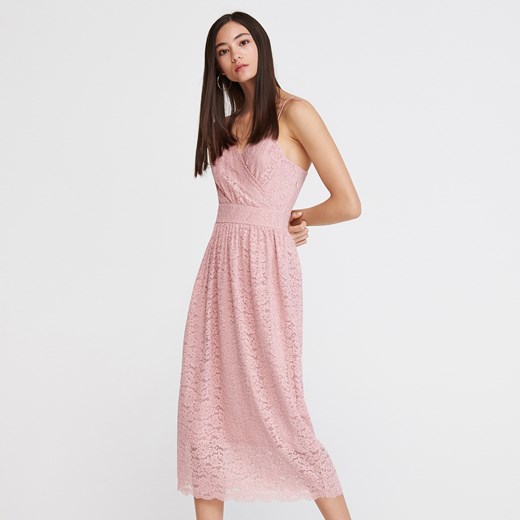 Reserved - Koronkowa sukienka midi - Różowy  Reserved 38 