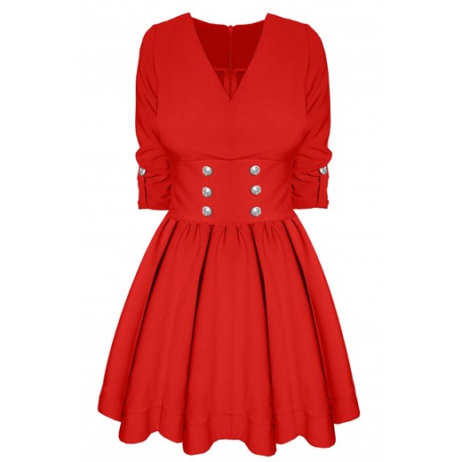 Sukienka czerwona z elastanu elegancka rozkloszowana 