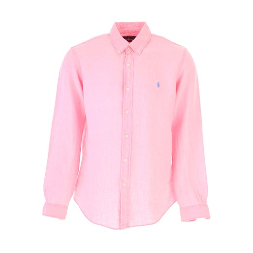 Koszula męska różowa Ralph Lauren z bawełny z długim rękawem na wiosnę 
