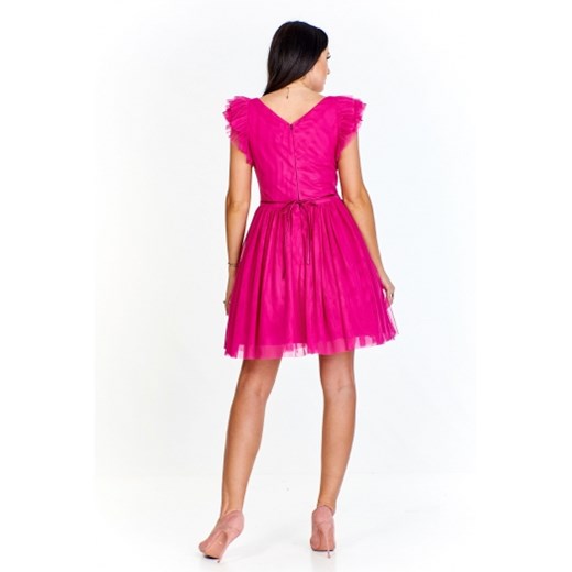 Sukienka różowa Betty M mini bez rękawów na urodziny rozkloszowana 