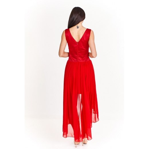 London Girl sukienka czerwona maxi gorsetowa szyfonowa 