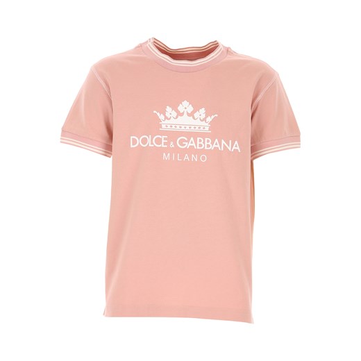 Bluzka dziewczęca Dolce & Gabbana z bawełny w nadruki z krótkim rękawem 