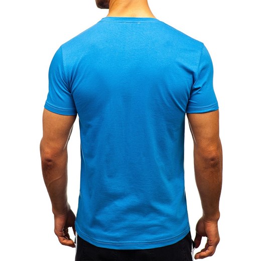 T-shirt męski z nadrukiem niebieski Bolf 1025  Denley M  promocja 