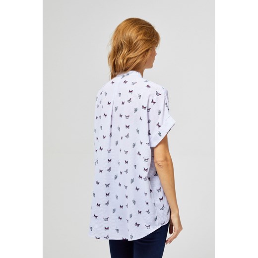 Koszula damska bez kołnierzyka w abstrakcyjnym wzorze 