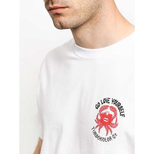 T-shirt męski biały Turbokolor z krótkimi rękawami 