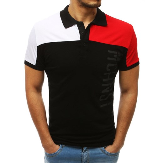 Koszulka polo męska czarno-czerwona (px0170) Dstreet  XL wyprzedaż  